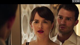 Hot Dakota Johnson, In erotic black lingerie in Fifty Shades Darker