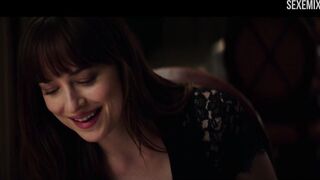 Dakota Johnson takes off panties in a restaurant - Fifty Shades Darker