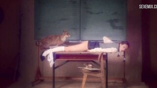 Frank fantasies with Stacy Martin in school uniform, scene in Nymphomaniac: Vol. I