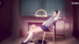 Frank fantasies with Stacy Martin in school uniform, scene in Nymphomaniac: Vol. I