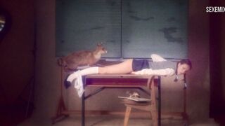 Frank fantasies with Stacy Martin in school uniform, scene in Nymphomaniac: Vol. I