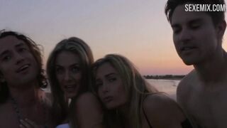 Scarlett Davies in White bikini on the beach, scene in #FollowMe