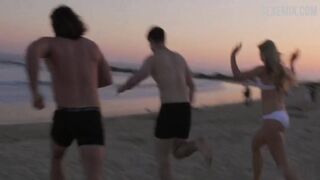 Scarlett Davies in White bikini on the beach, scene in #FollowMe