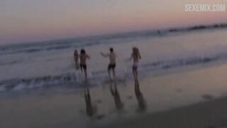 Scarlett Davies in White bikini on the beach, scene in #FollowMe