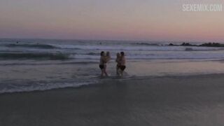 Scarlett Davies in White bikini on the beach, scene in #FollowMe