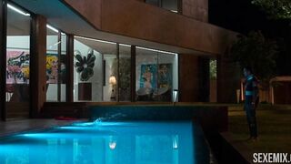 Ester Exposito Underwear, White panties and bra, scene in Elite